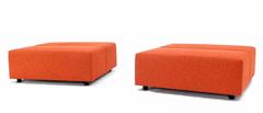 Pair of Large Oversize 4x4 Orange Upholstery Square Benches by Steelcase Sofa