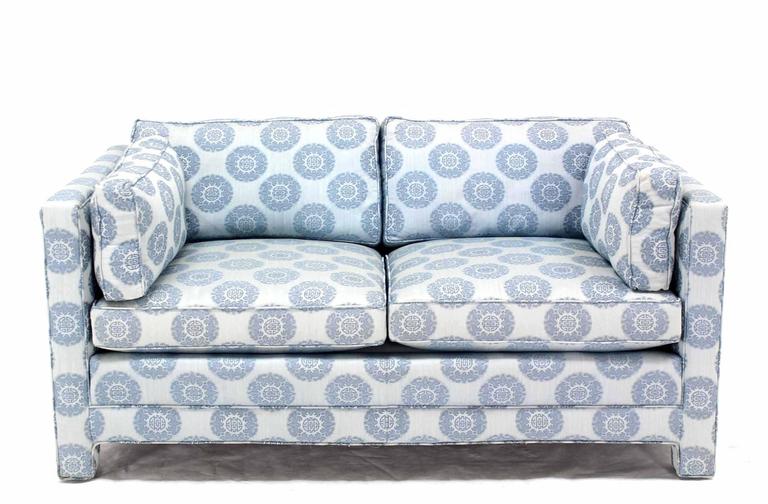 Blue Upholstery MidCentury Modern Loveseat Settee by Henredon at 1stDibs