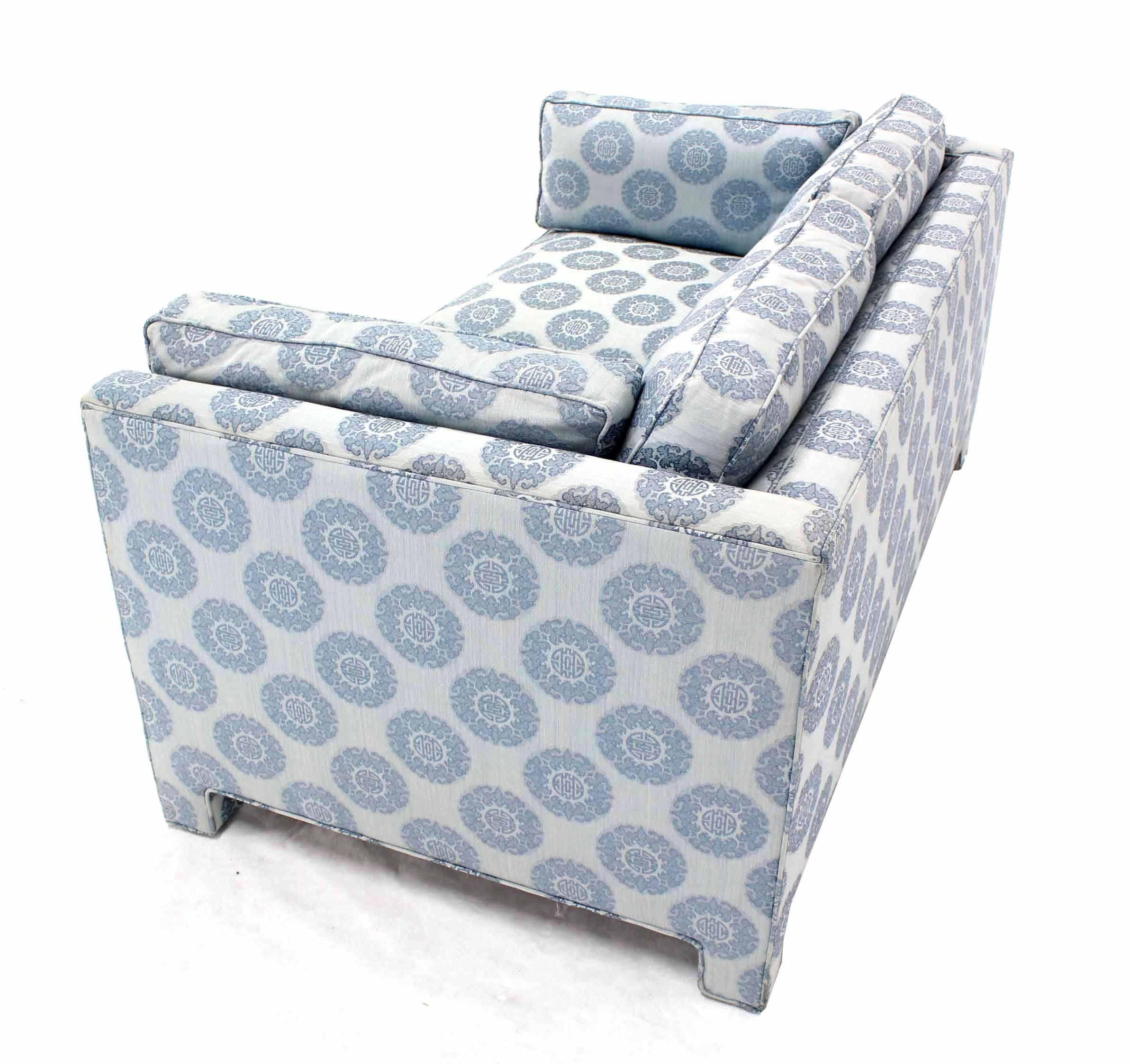 American Blue Upholstery Mid-Century Modern Loveseat Settee by Henredon