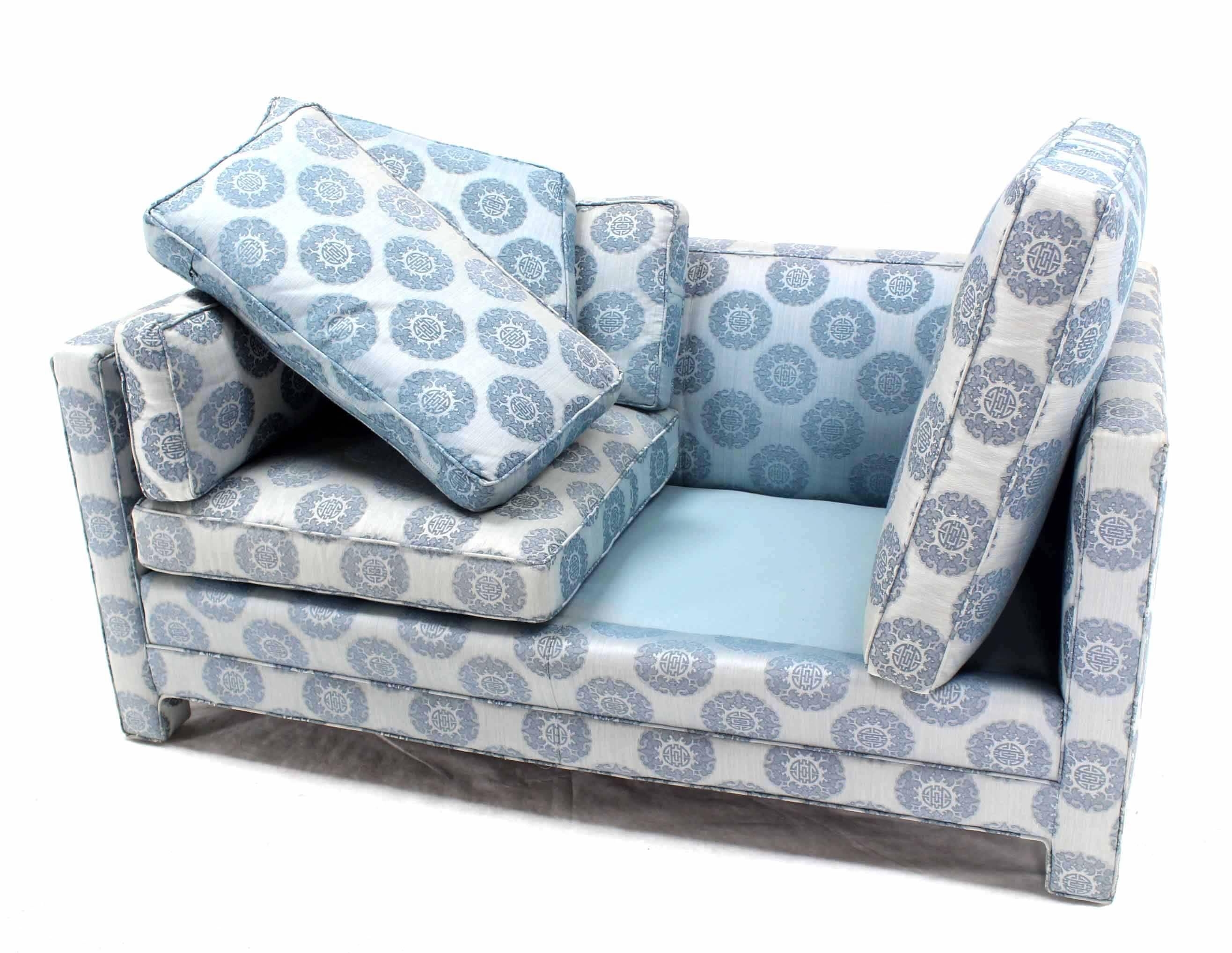 Blue Upholstery Mid-Century Modern Loveseat Settee by Henredon 3
