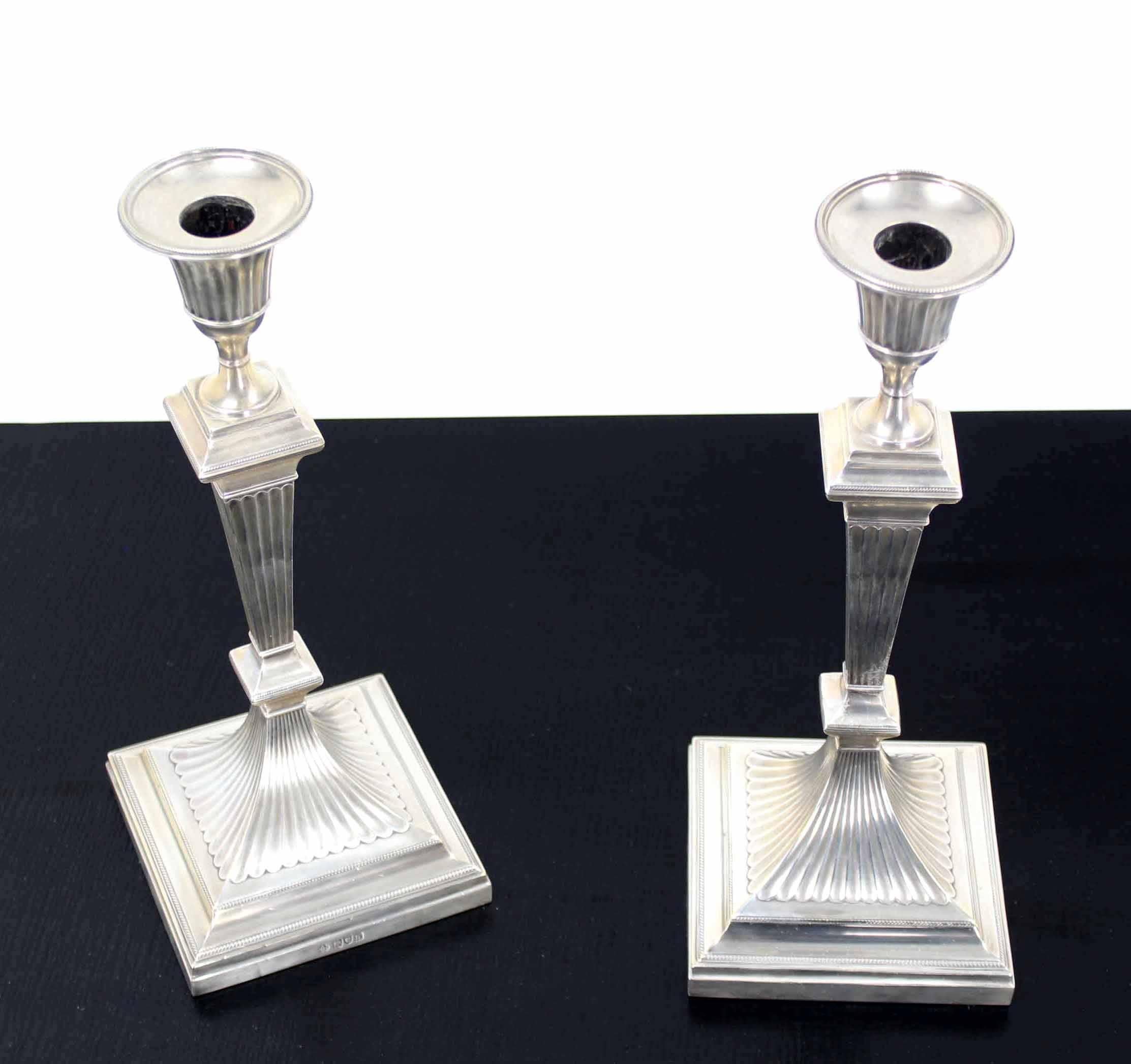 Pair of nice 12" high sterling candle sticks