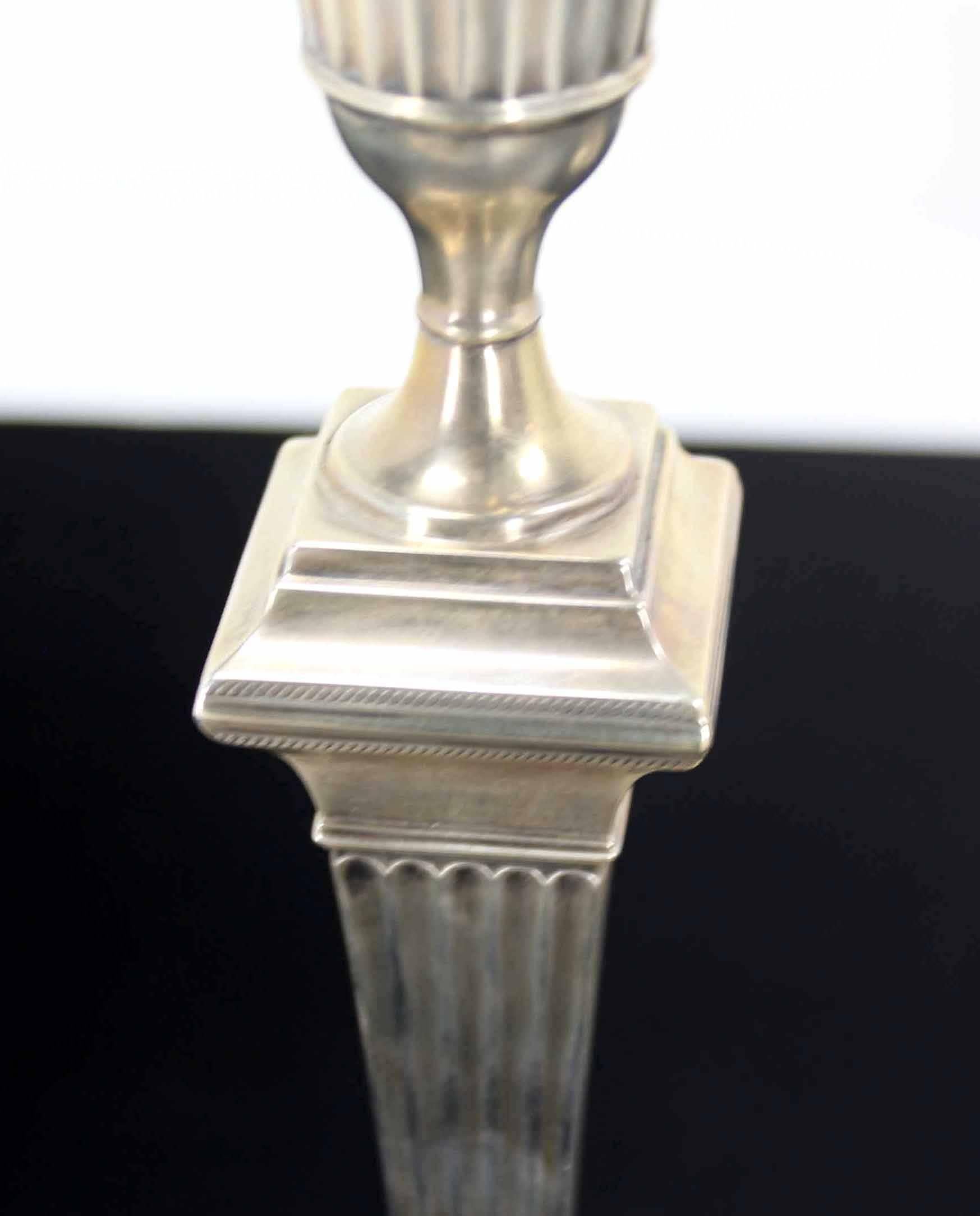 Pair 12 of inches Tall Square Base Art Deco Sterling Candle Sticks 1