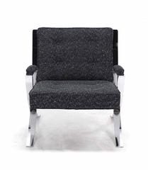 Scissor X-Base Chrome Lounge Chair with New Upholstery