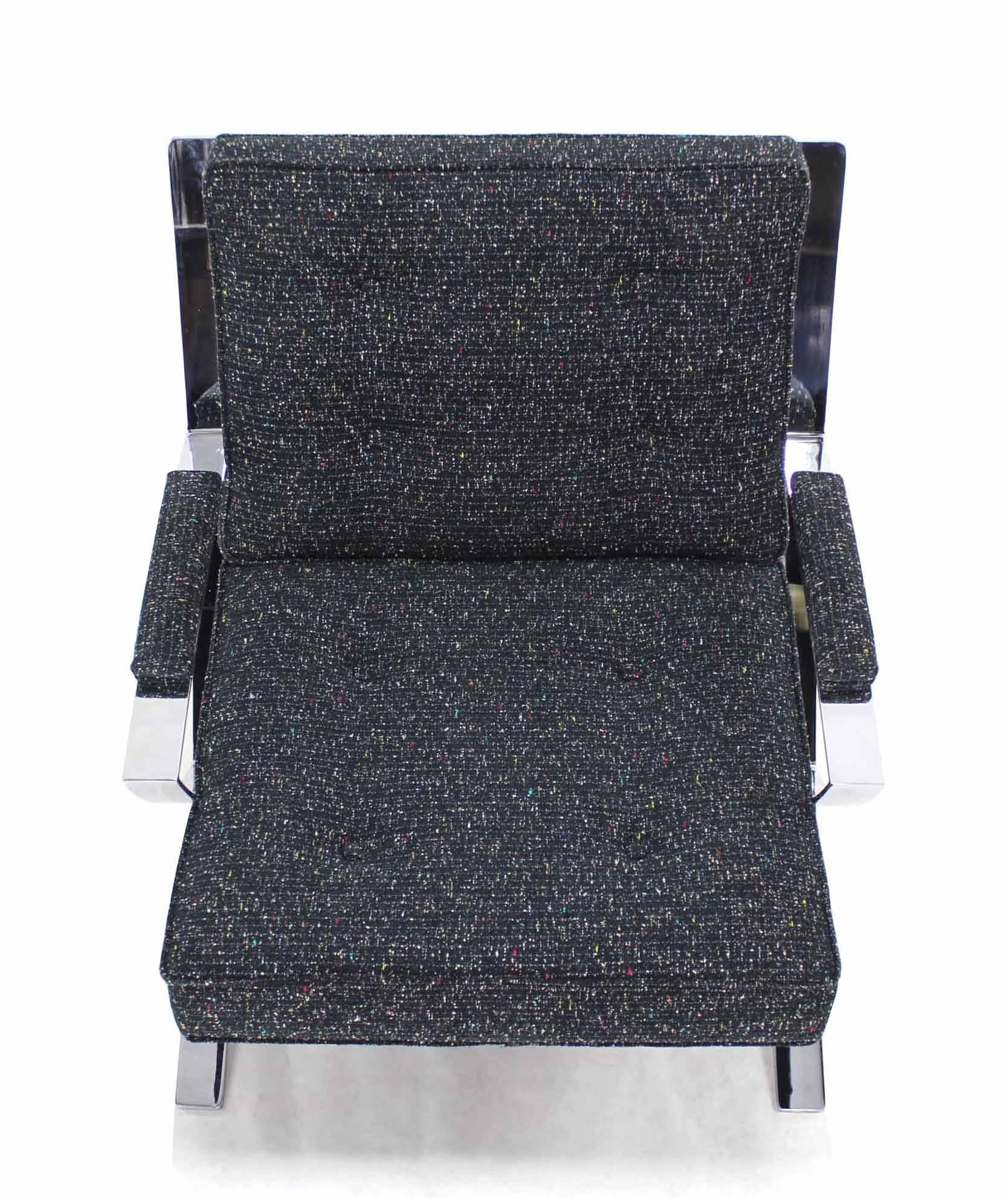 Silla de salón cromada con base en X Scissor y nueva tapicería en venta 1