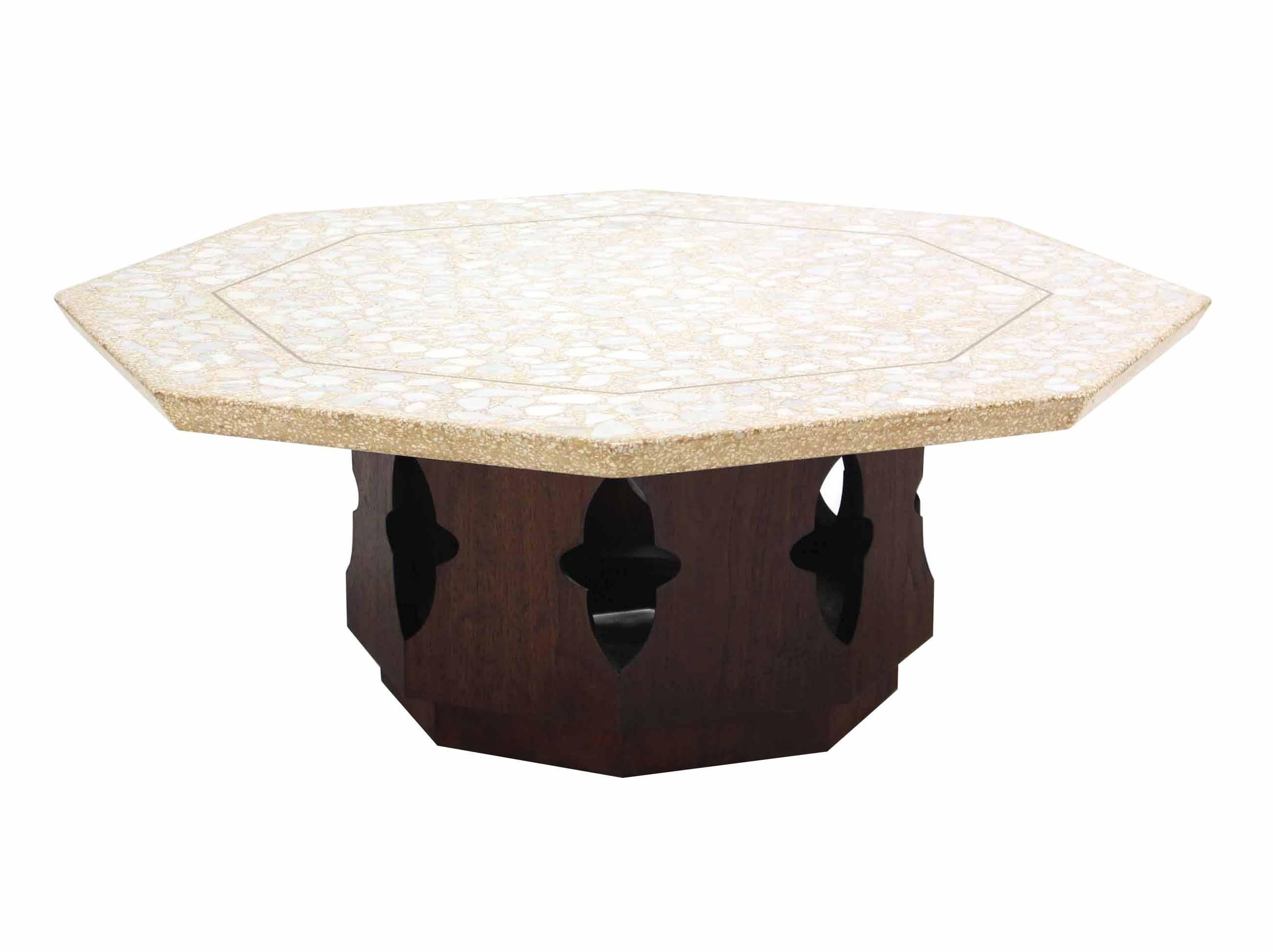 Mid-Century Modern Large Harvey Probber Style Terrazzo Octagon Shape Top Coffee Table For Sale