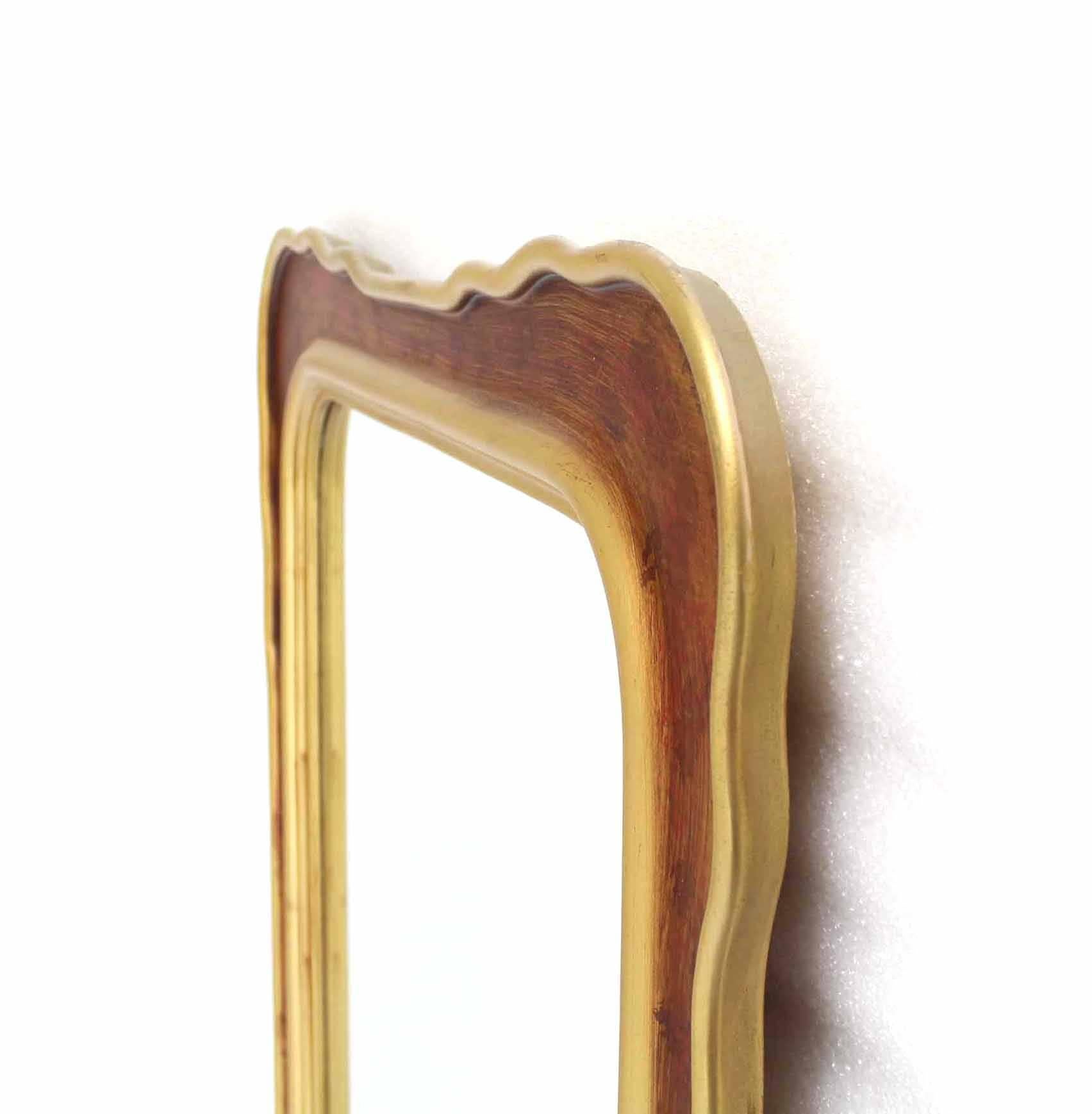 American Pair of Burl Wood and Gold Frames Rectangular Mirrors