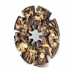 Large Round Zodiac Sunburst Wall Mirror