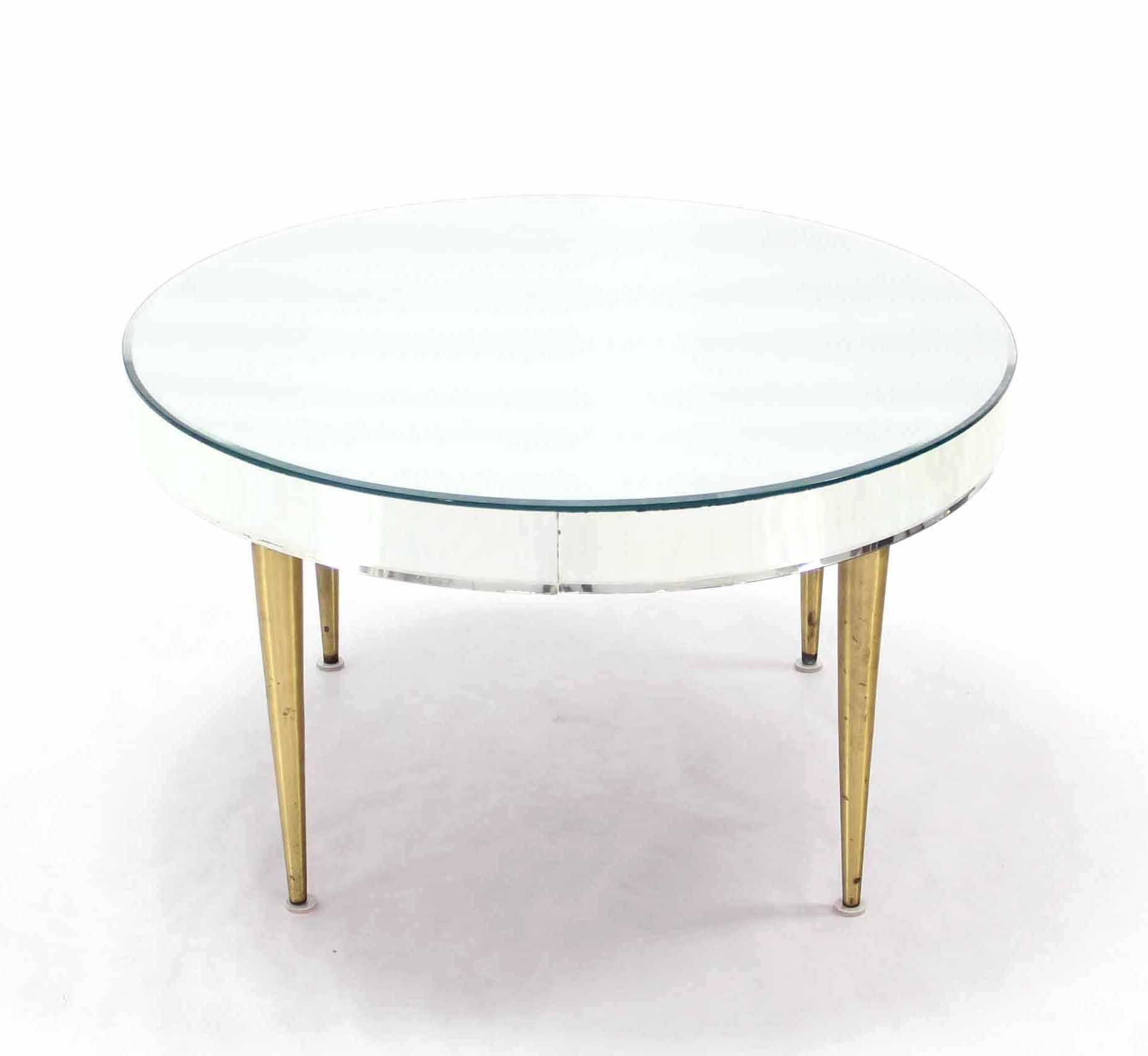 American Mirrored Top Drum Shape Coffee Table Bent Glass 