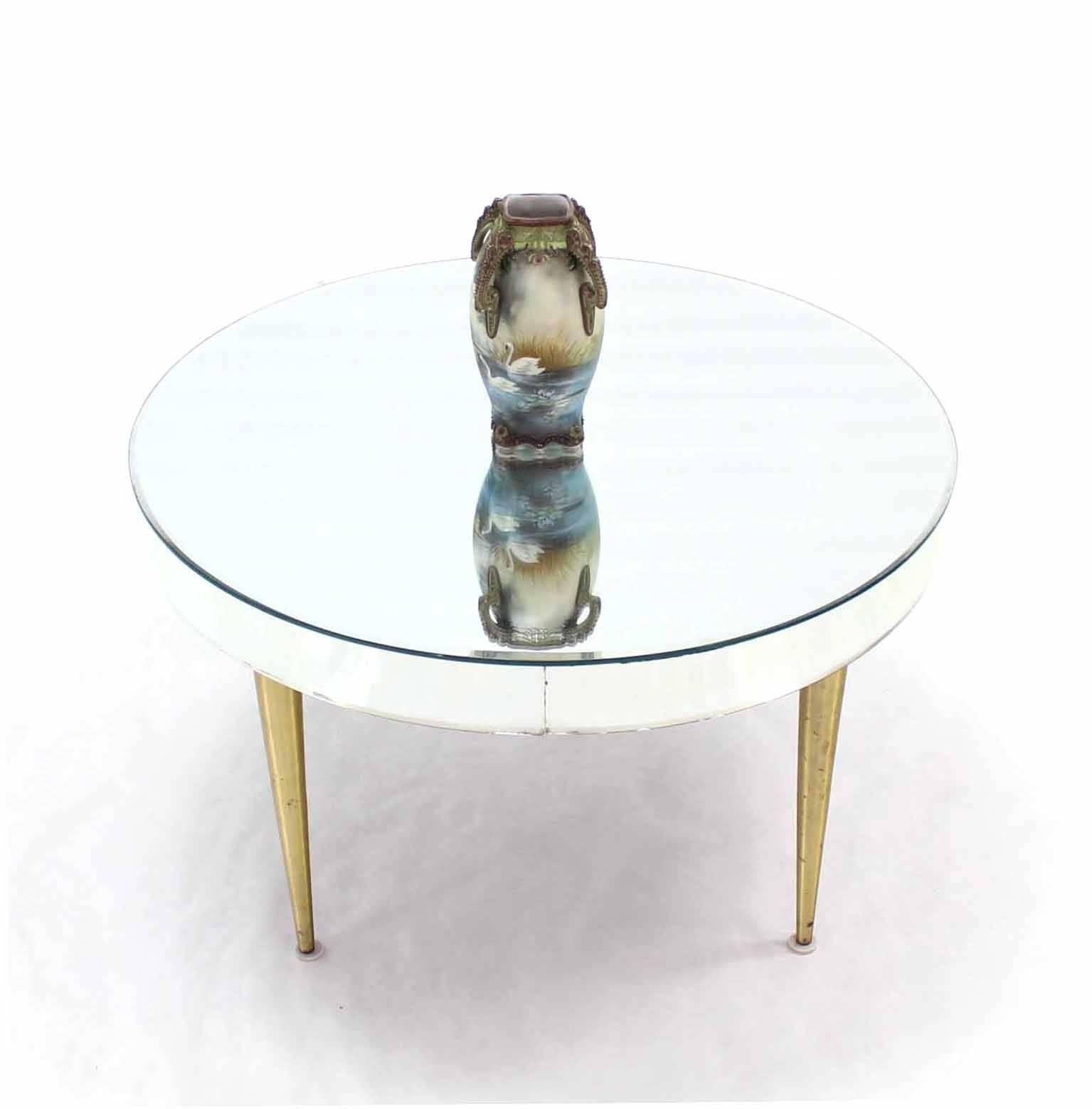 Polished Mirrored Top Drum Shape Coffee Table Bent Glass 