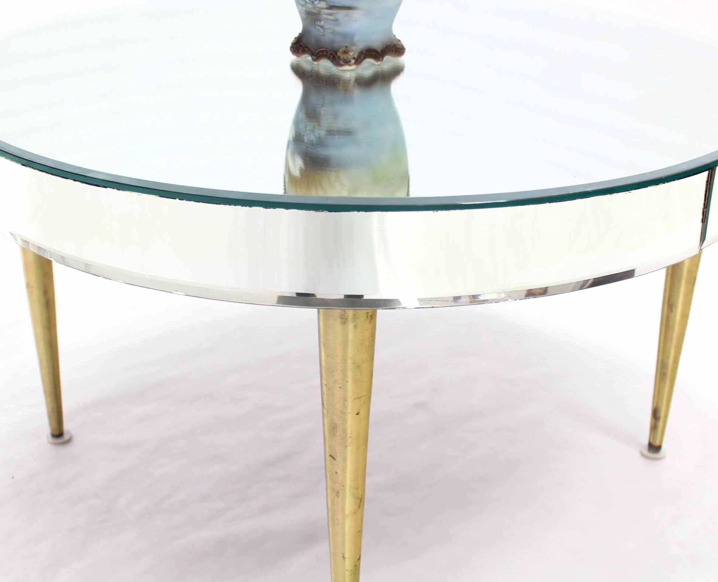 Mirrored Top Drum Shape Coffee Table Bent Glass  In Excellent Condition In Rockaway, NJ