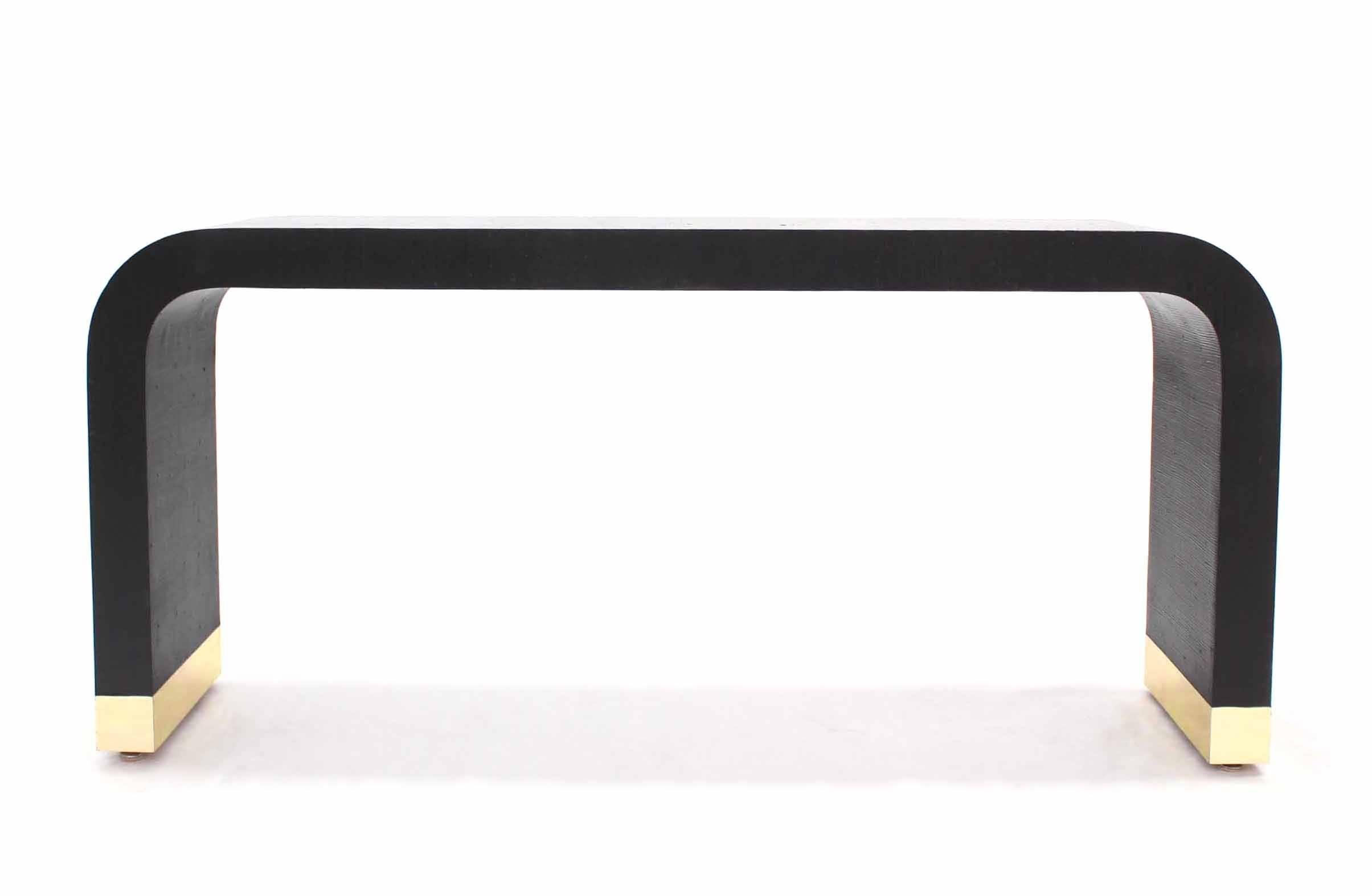 American Midcentury Staple-Shape Black Lacquer Console Table