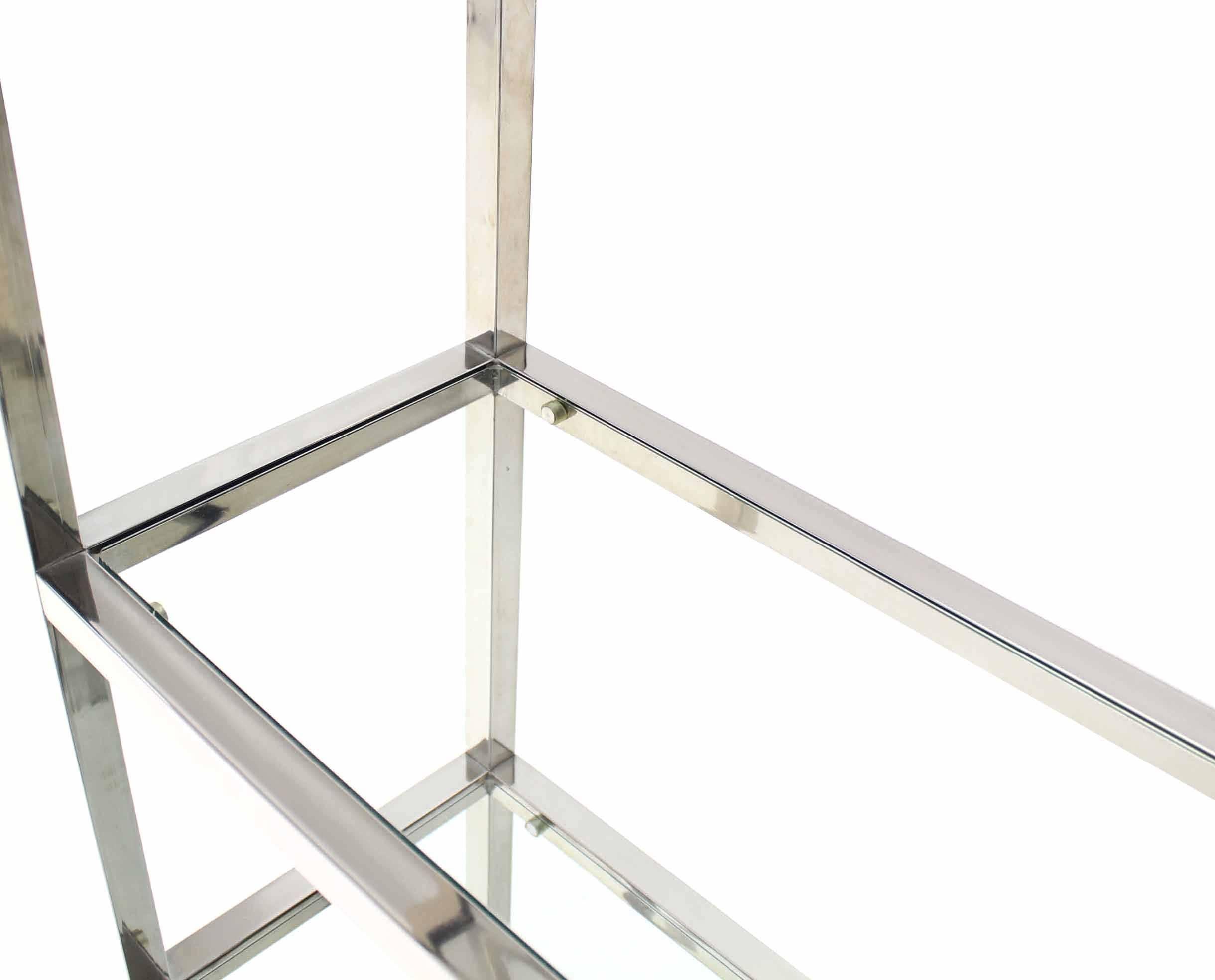Mid-Century Modern Pair of Tall Glass 6 Tier Shelves Chrome Etageres 