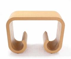 Scroll Base Grass Cloth Console Sofa Table