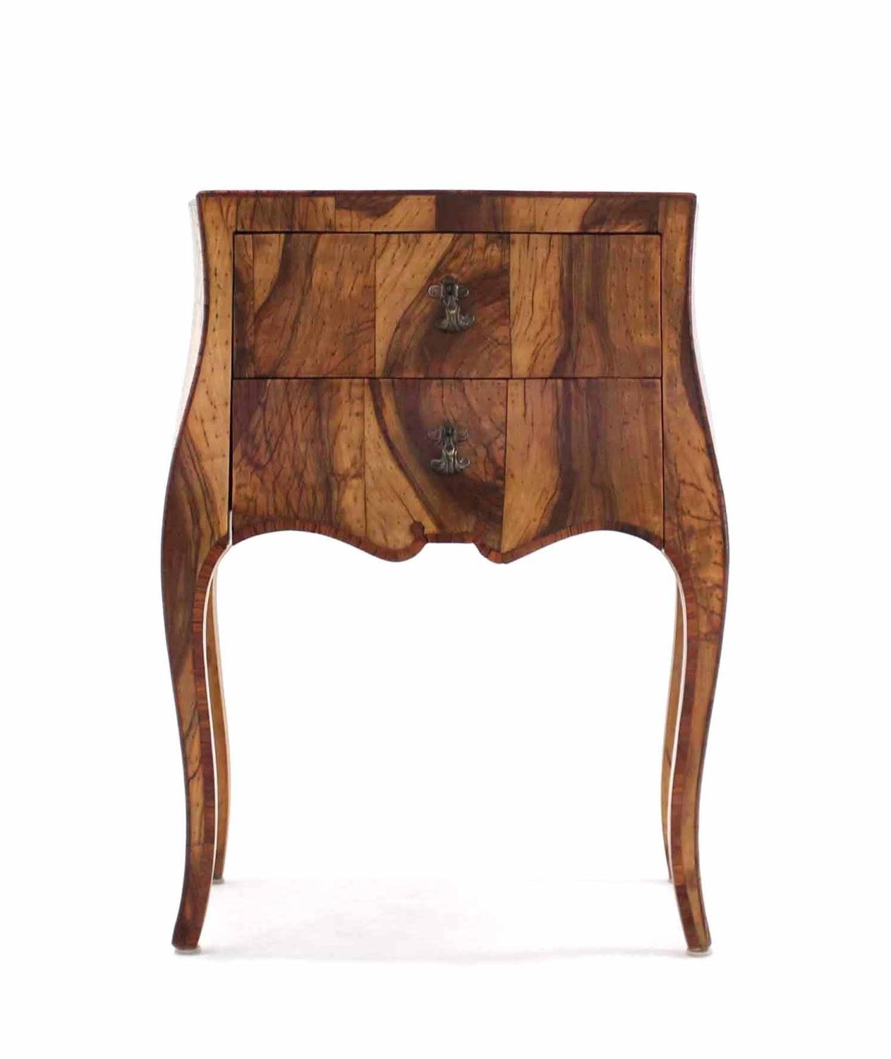 Patched Burl Wood Italian Bombay Side Table Nightstand For Sale at 1stdibs