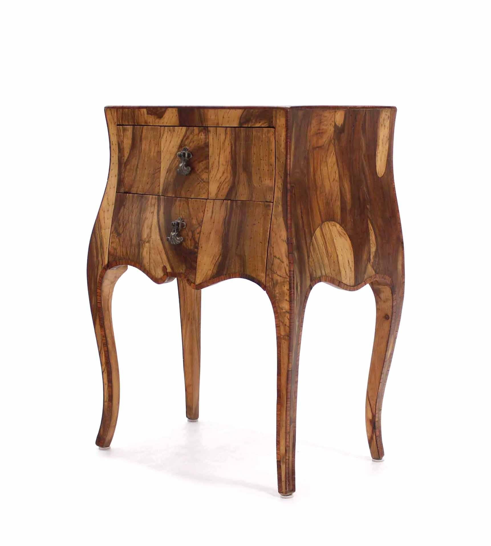 Patched Burl Wood Italian Bombay Side Table Nightstand In Excellent Condition In Rockaway, NJ