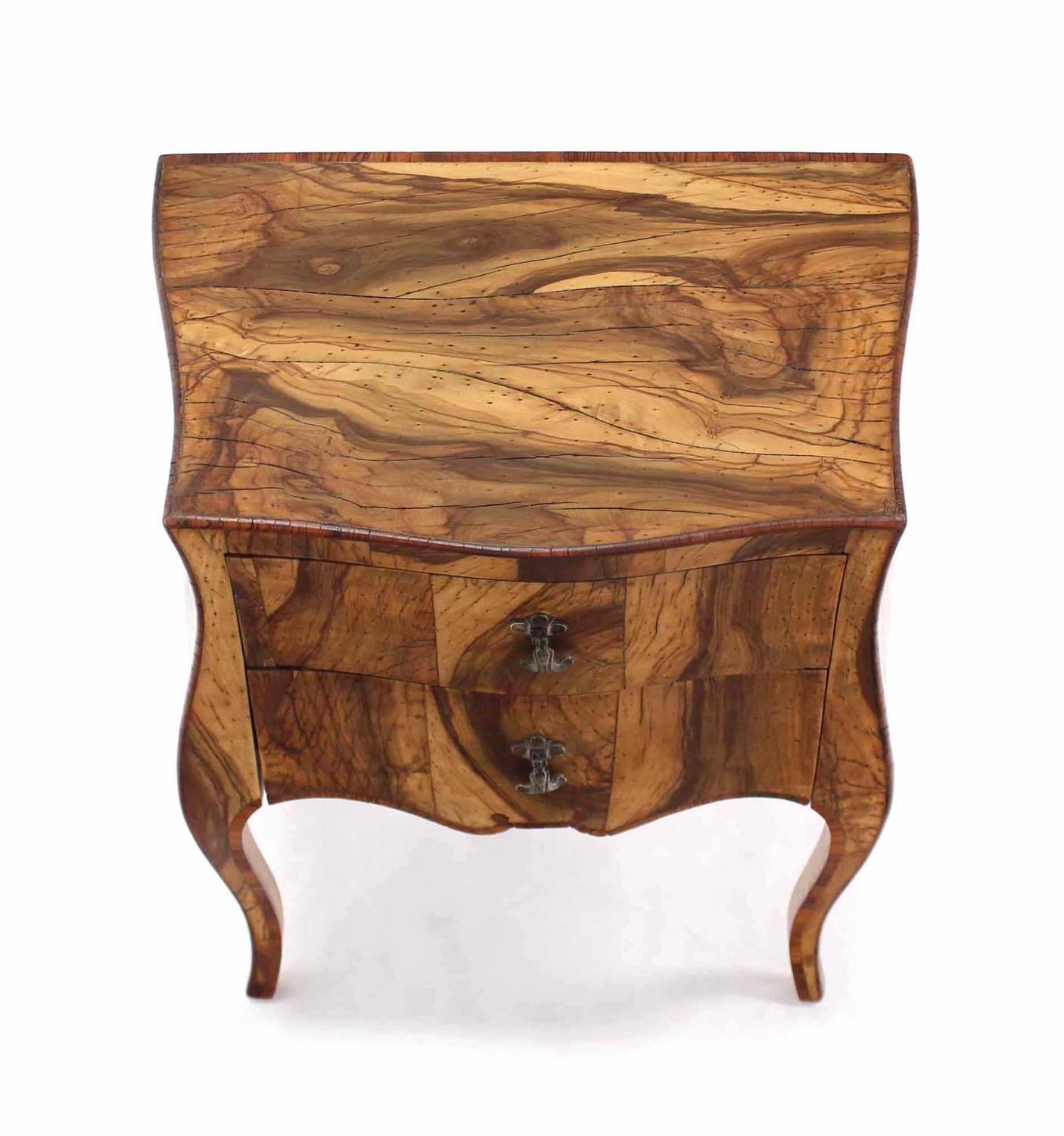 Patched Burl Wood Italian Bombay Side Table Nightstand For Sale at 1stdibs