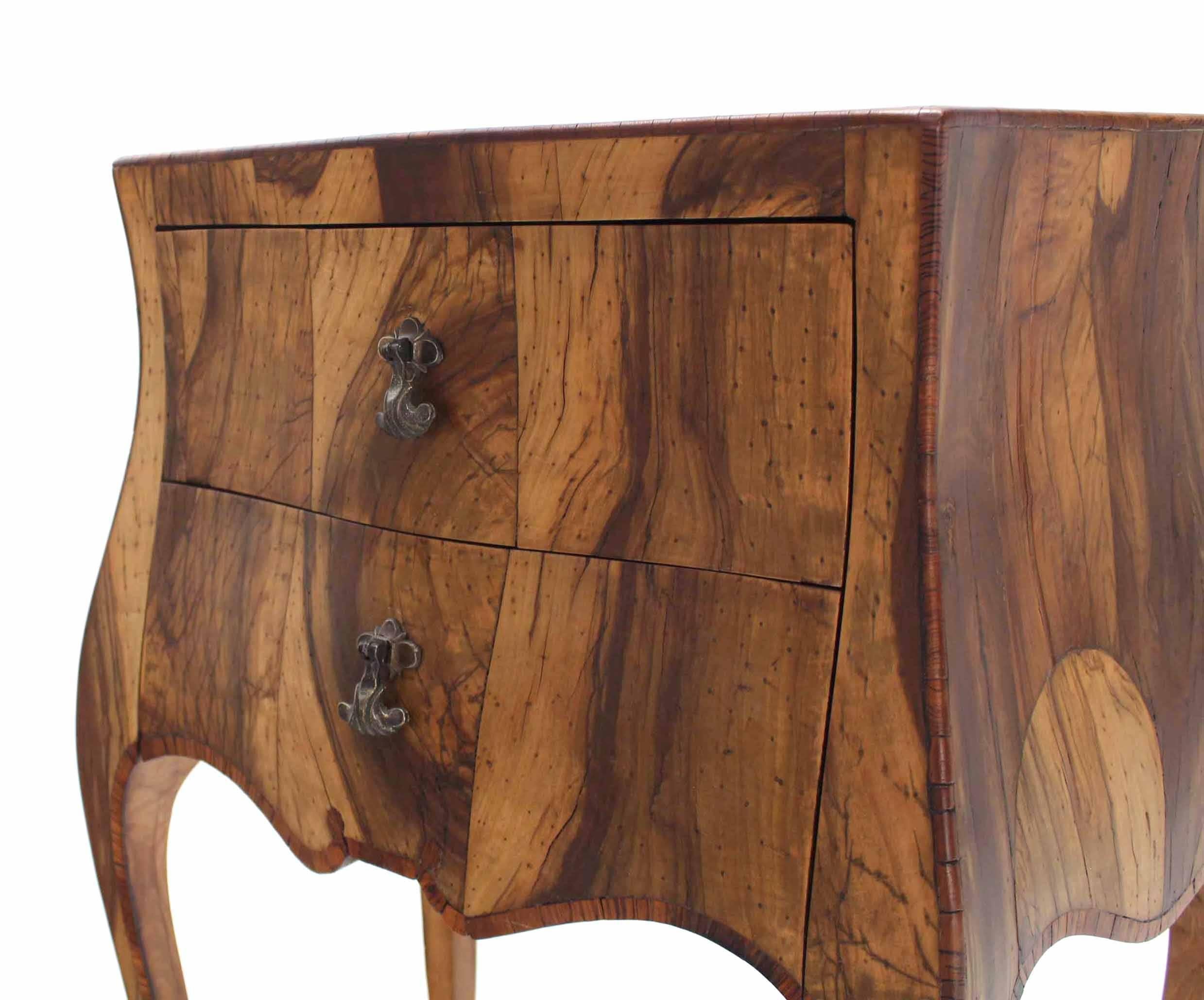 American Patched Burl Wood Italian Bombay Side Table Nightstand
