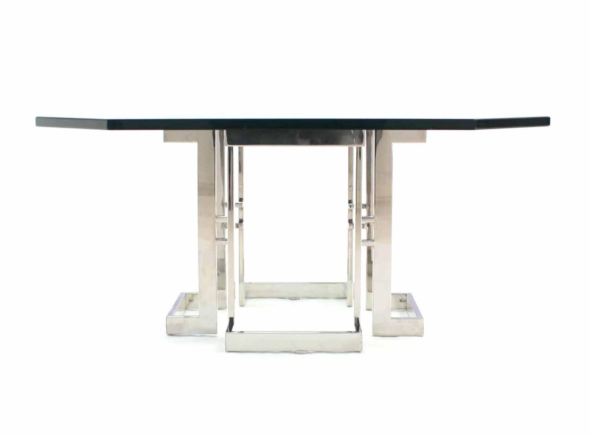Square Chrome Base Glass Top Coffee Table  In Excellent Condition In Rockaway, NJ