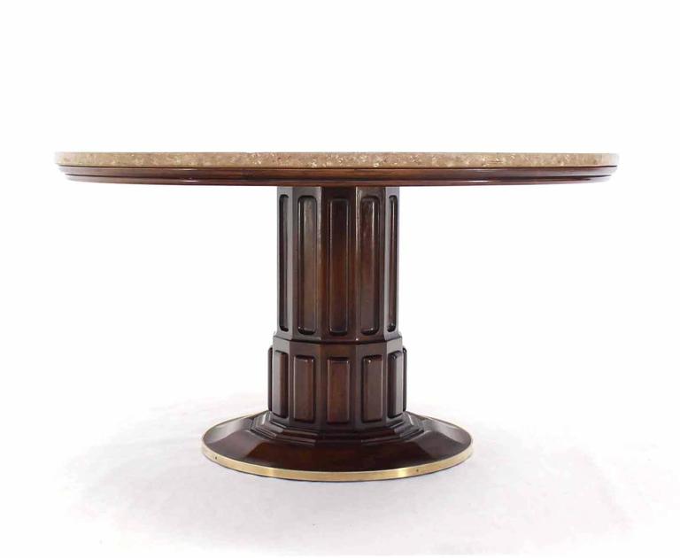 Nice John Widdicomb round game or center table. Outstanding craftsmanship quality and design detail. The heigh is 26".