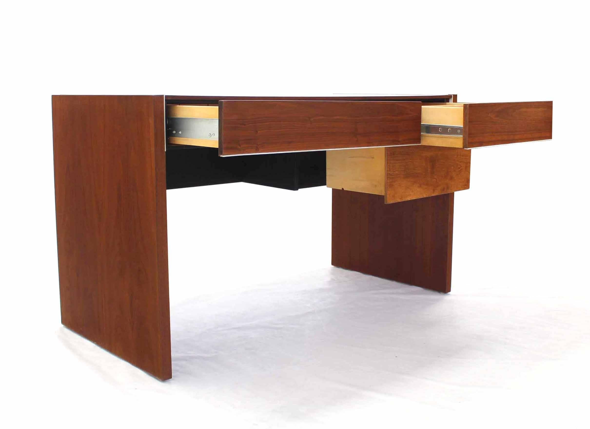 Mid-Century Modern Hidden File Drawer Glenn California Mid Century Modern Walnut Writing Table Desk For Sale