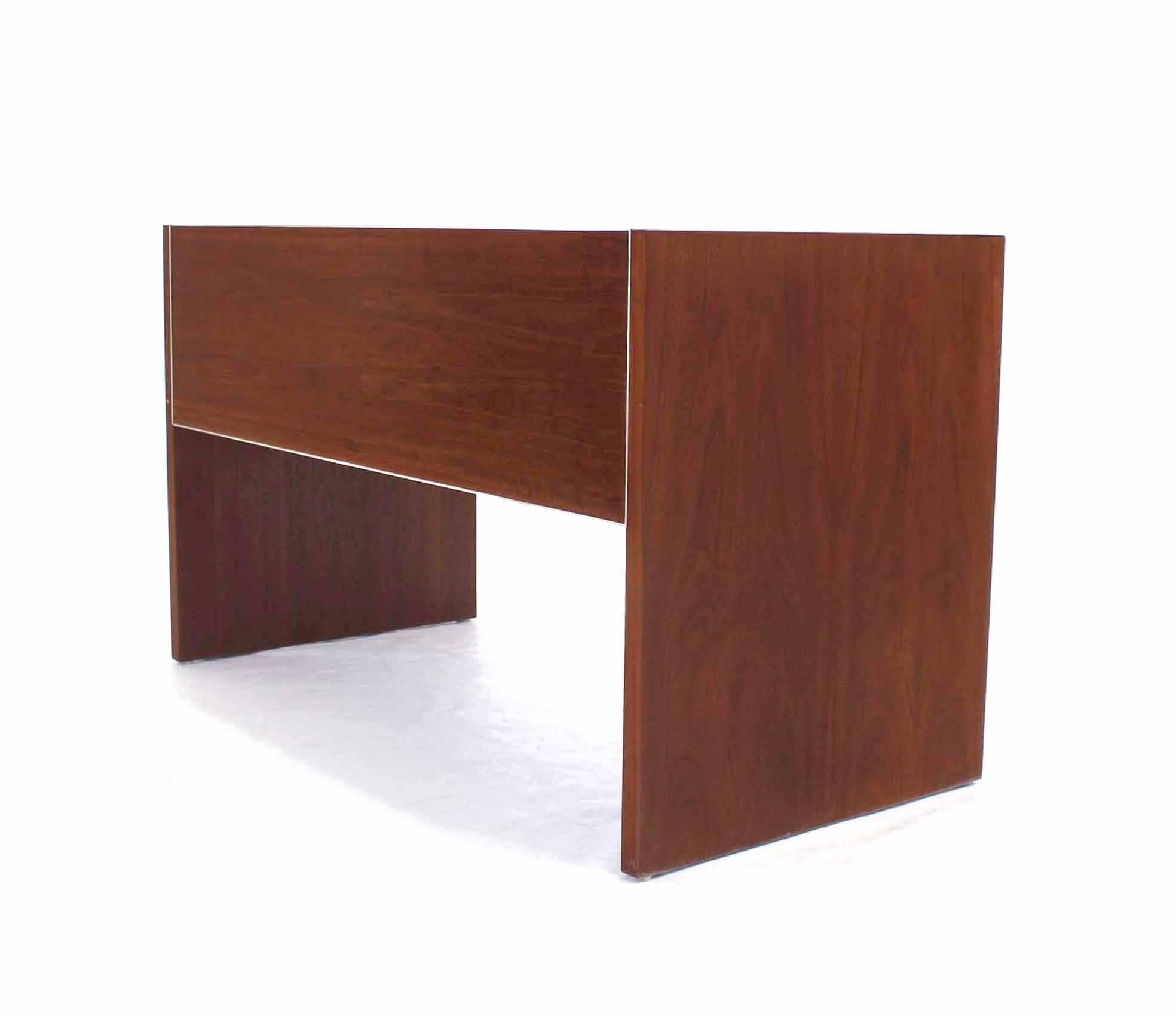 Lacquered Hidden File Drawer Glenn California Mid Century Modern Walnut Writing Table Desk For Sale