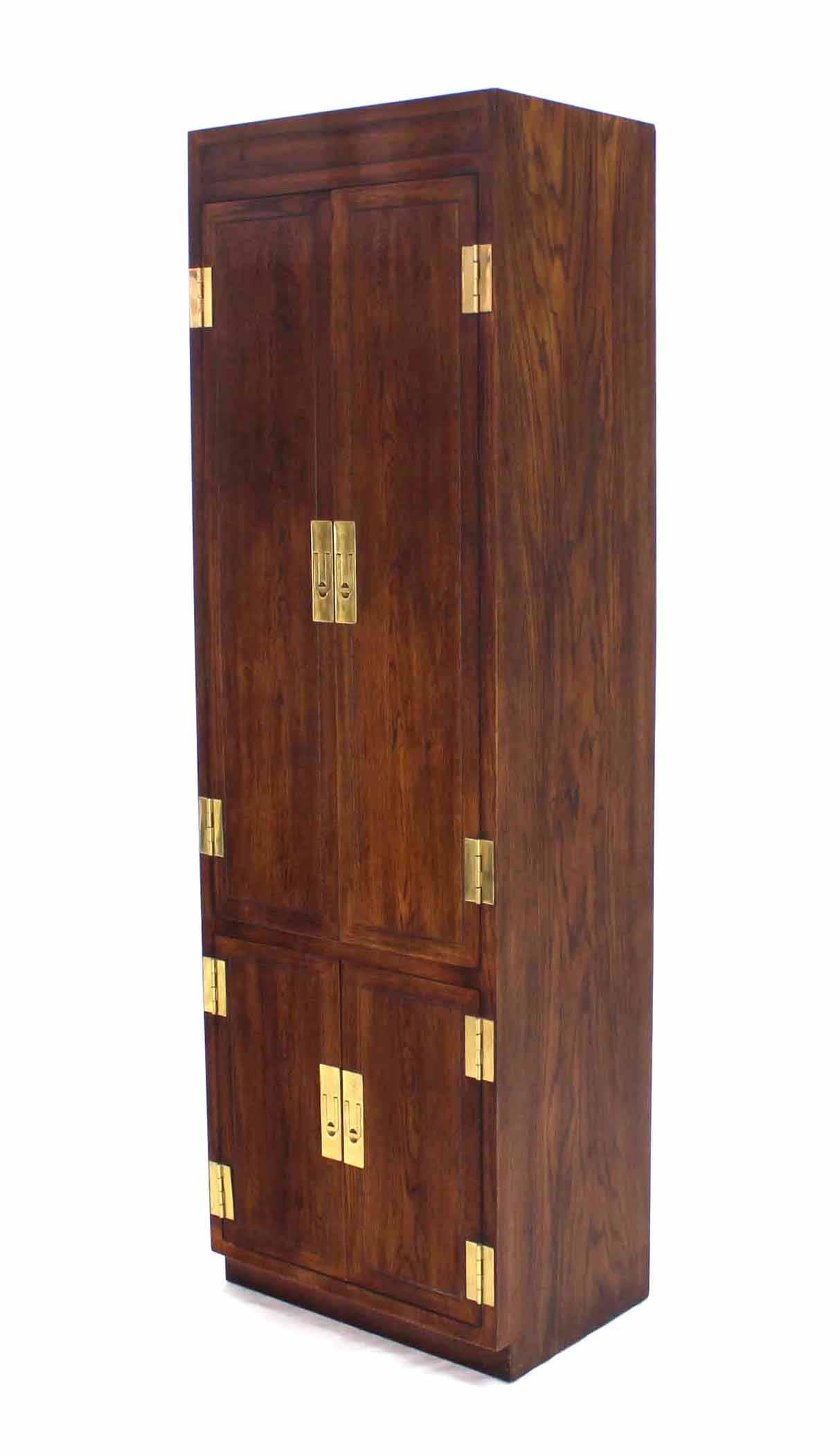 Mid-Century Modern Pair of Henredon Storage Cabinets with Brass Hardware