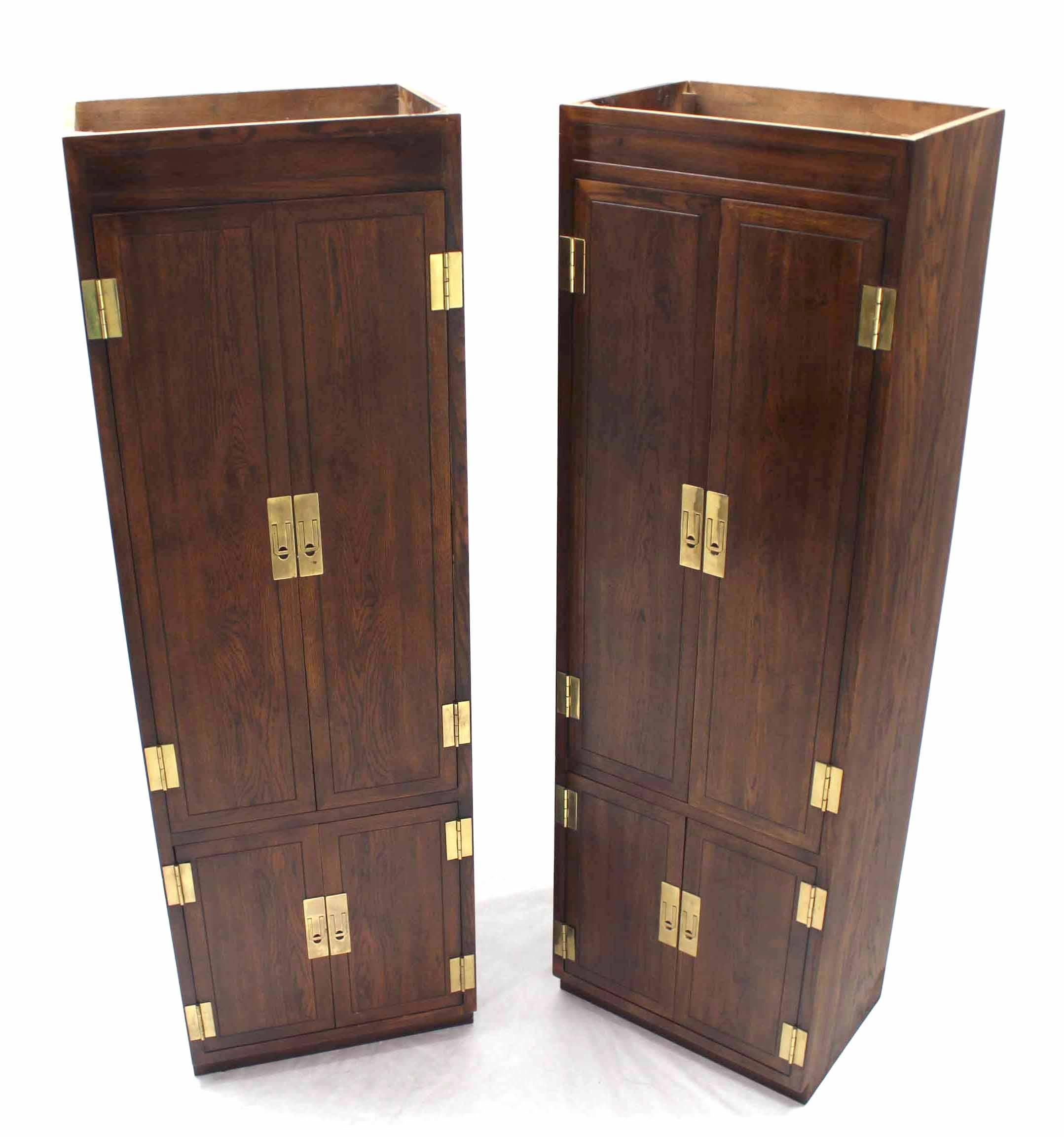 American Pair of Henredon Storage Cabinets with Brass Hardware