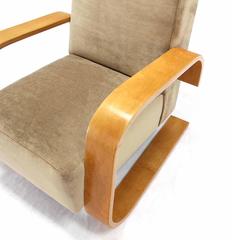 Early Alvar Aalto Tank Chairs Newly Upholstered in Mohair Fabric