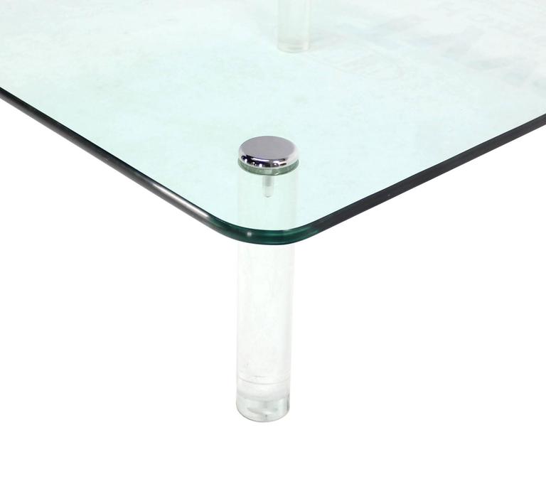 Glass Top Coffee Table on Lucite Legs For Sale at 1stdibs