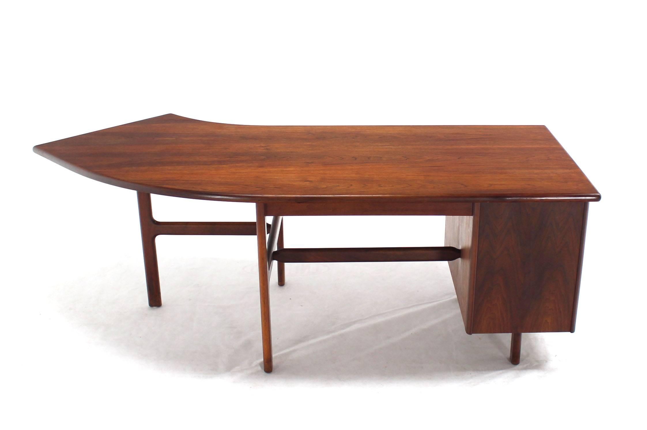 Oiled Danish Mid Century Modern Boomerang Shape Desk