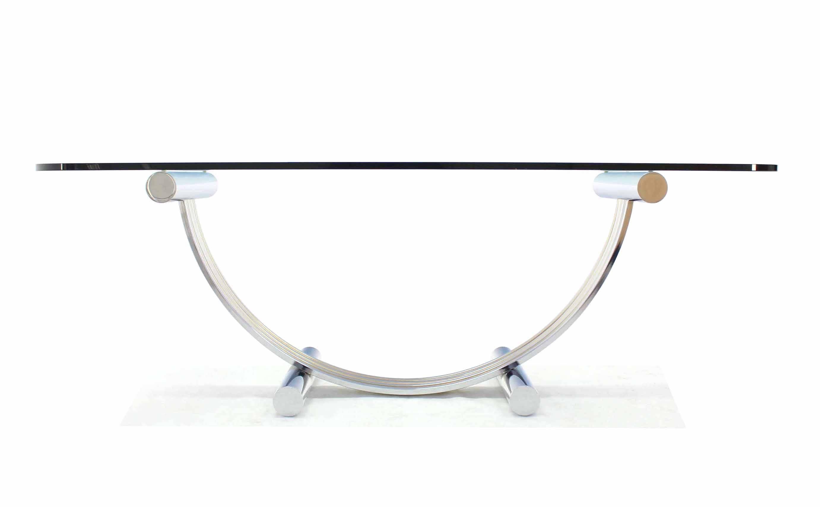 American Thick Glass Top Dining Conference Table in  Romeo Rega Style For Sale