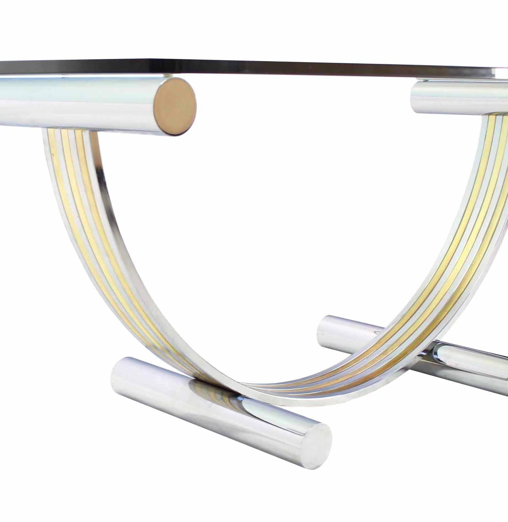 Laiton Table de conférence pour salle à manger en verre épais  Style Romeo Rega en vente