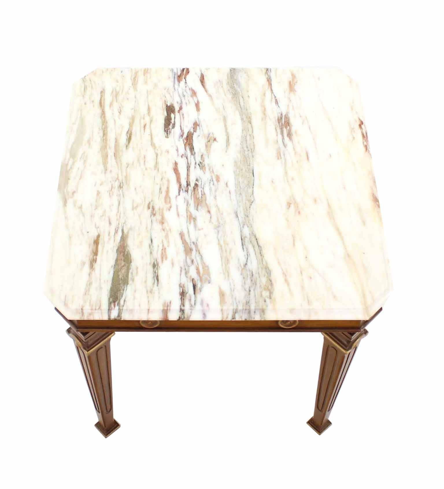 20th Century Pair of Neoclassical Marble Top End Tables For Sale