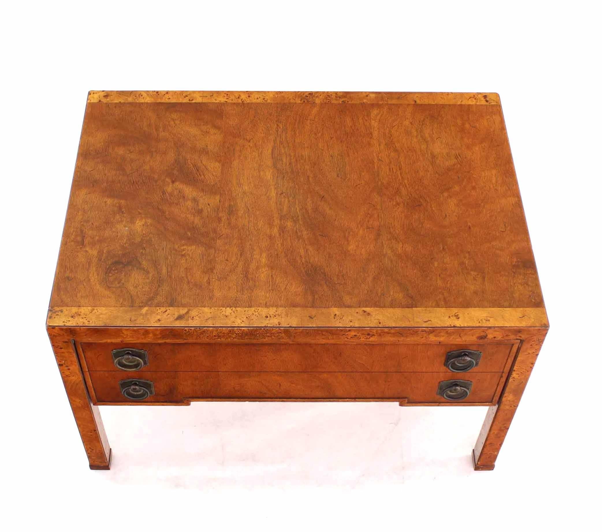 Lacquered Burl Wood One Drawer Hall Table