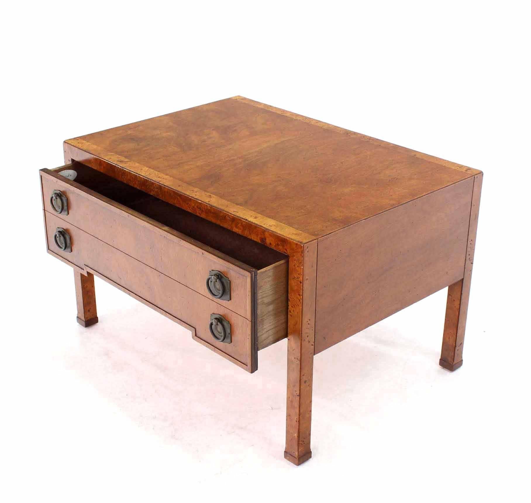 20th Century Burl Wood One Drawer Hall Table