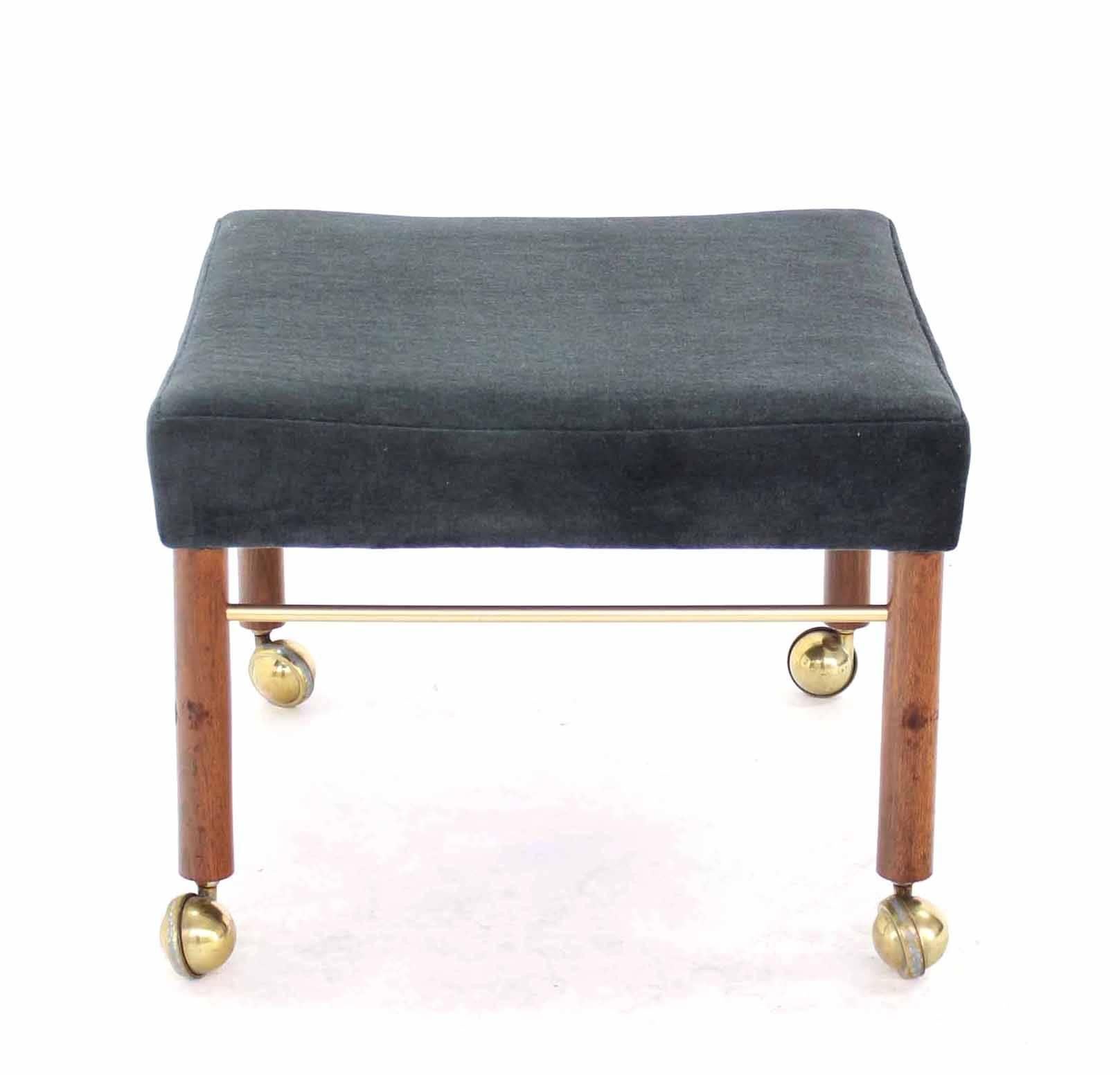 Mid-Century Modern Square Newly Upholstered in Black or Charcoal Mohair Bench