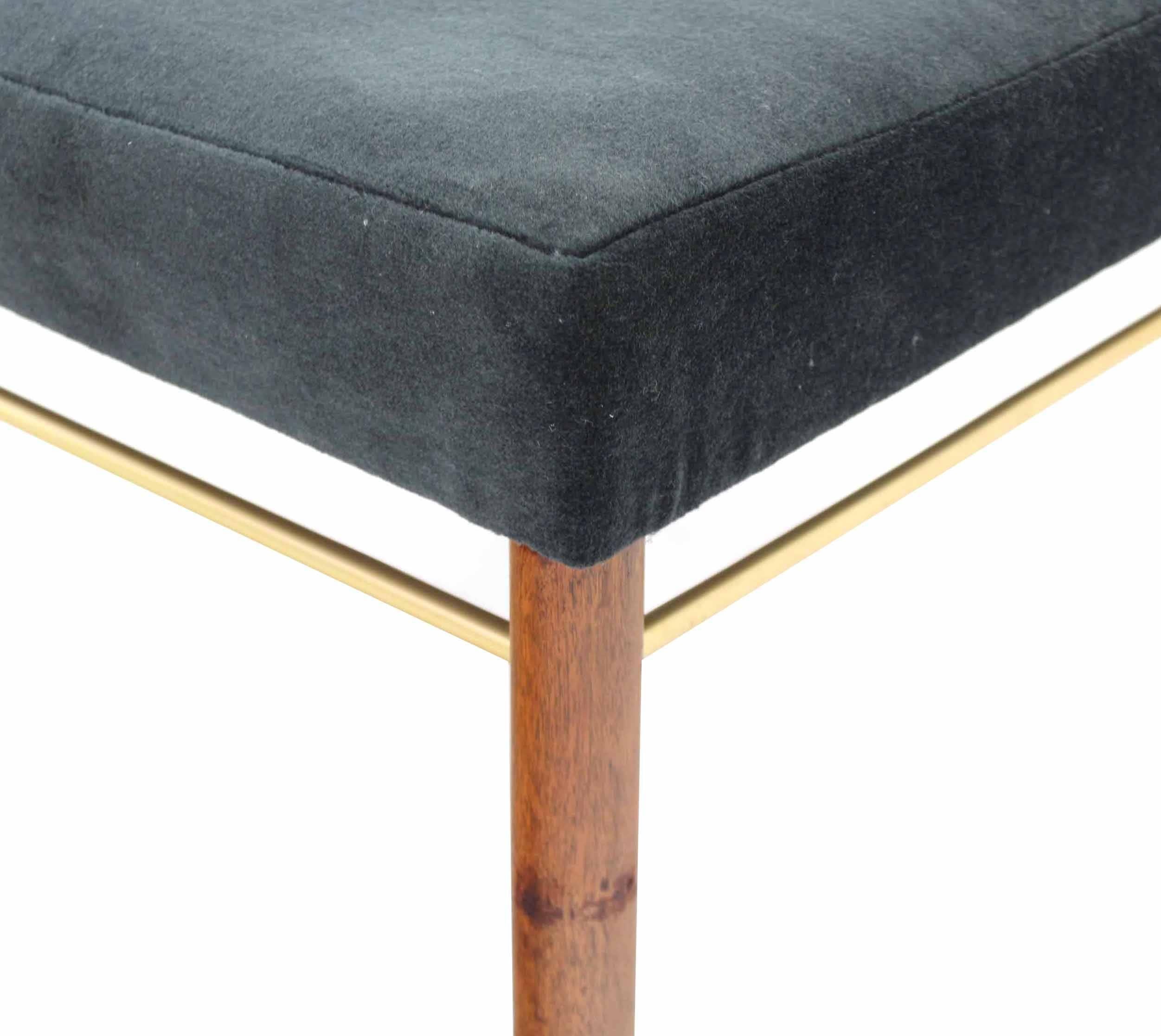 20th Century Square Newly Upholstered in Black or Charcoal Mohair Bench