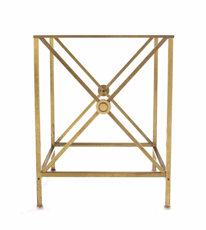 Brass Cube Shape X Base Side End Table For Sale at 1stDibs