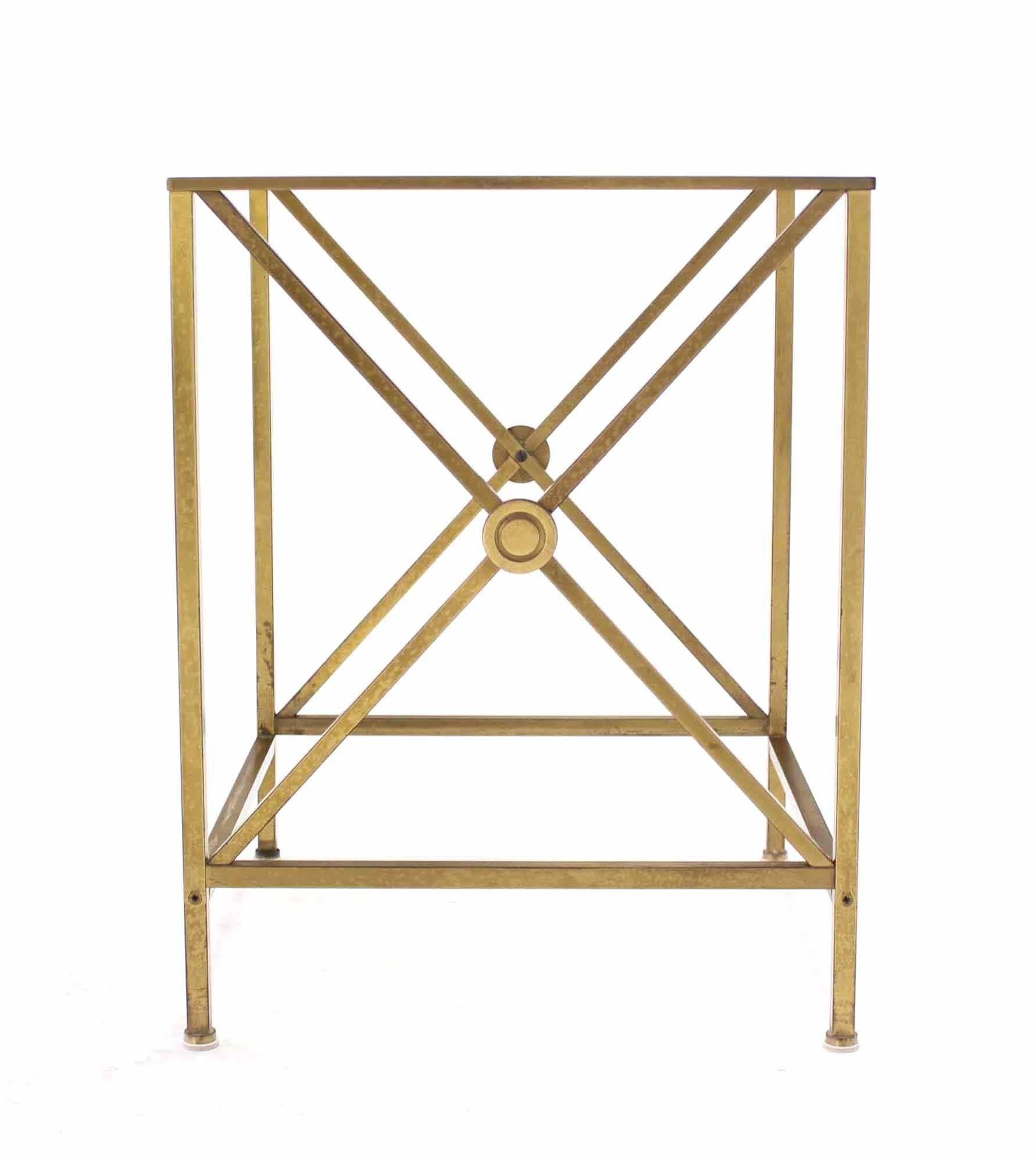 Forged Brass Cube Shape X Base Side End Table In Excellent Condition In Rockaway, NJ