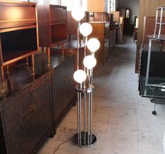 Chrome Base Spiral White Globe Shades Floor Lamp