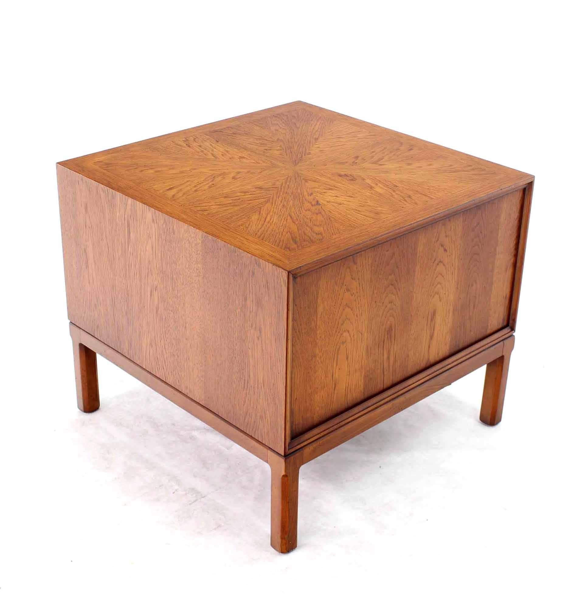 American Square Cube Shape Carved Sunburst Front Stand End Table Cabinet Double Doors For Sale