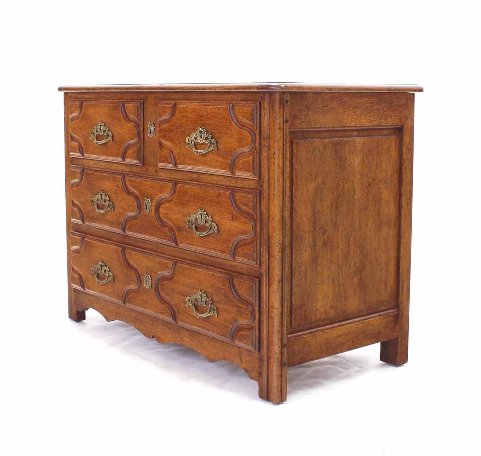 Lacquered Solid Wood Gothic Three Drawer Bachelor Chest of Drawers