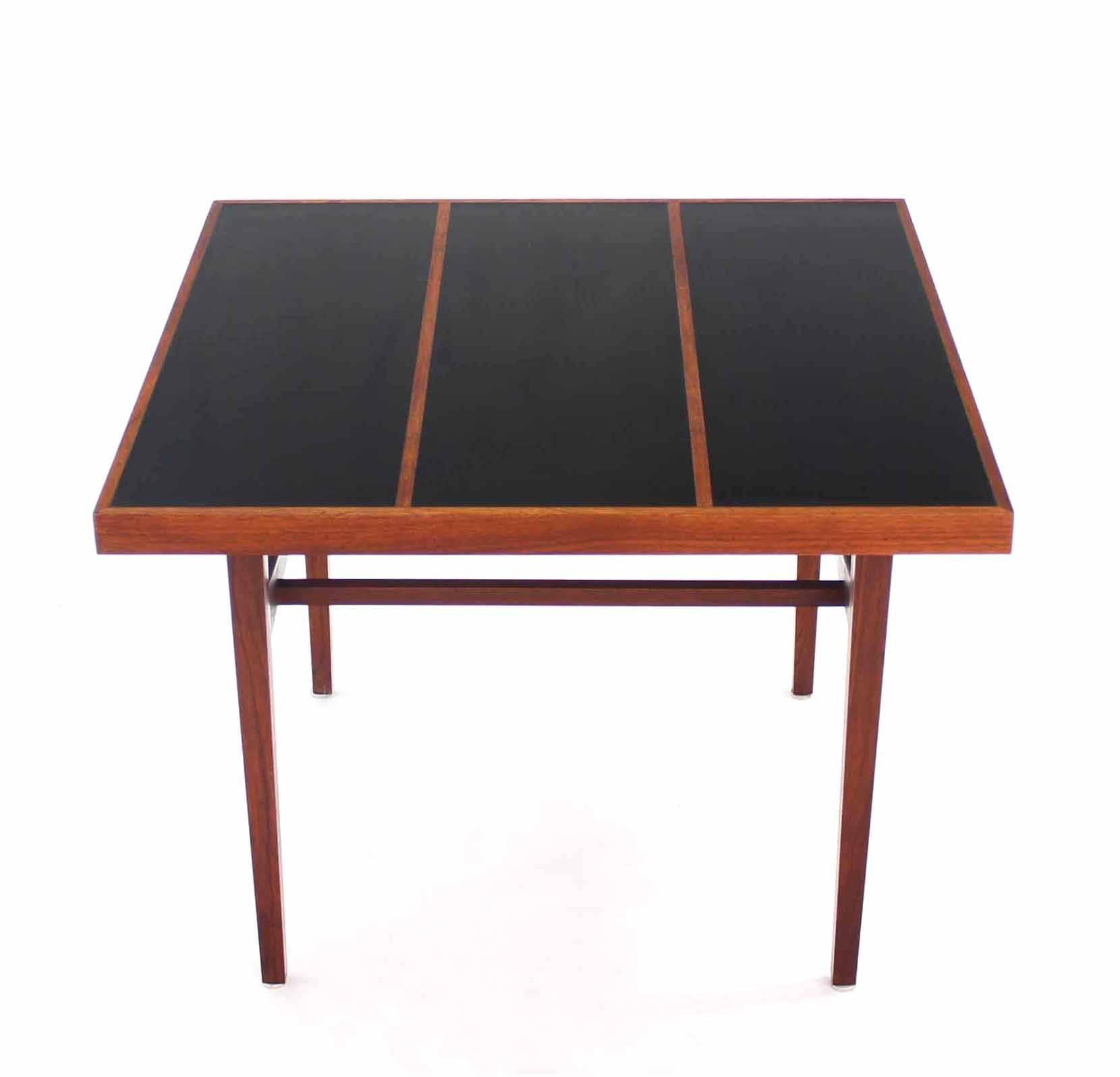 Lacquered Square Stripe Pattern Top Mid Century Walnut Side Table