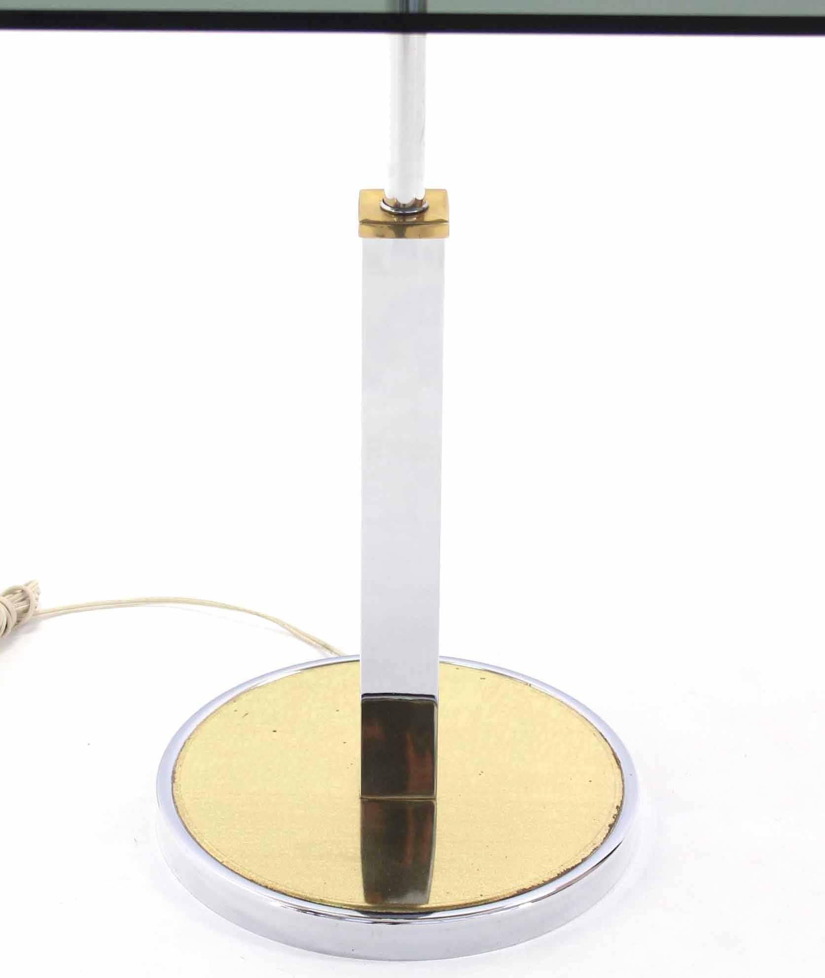 20th Century Mid-Century Modern Smoked Glass Side Table Floor Lamp For Sale