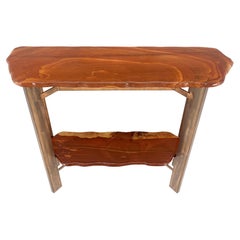 Rouge Organic Shape Marble Top Two Tier Metal Base Console Table Studio Made