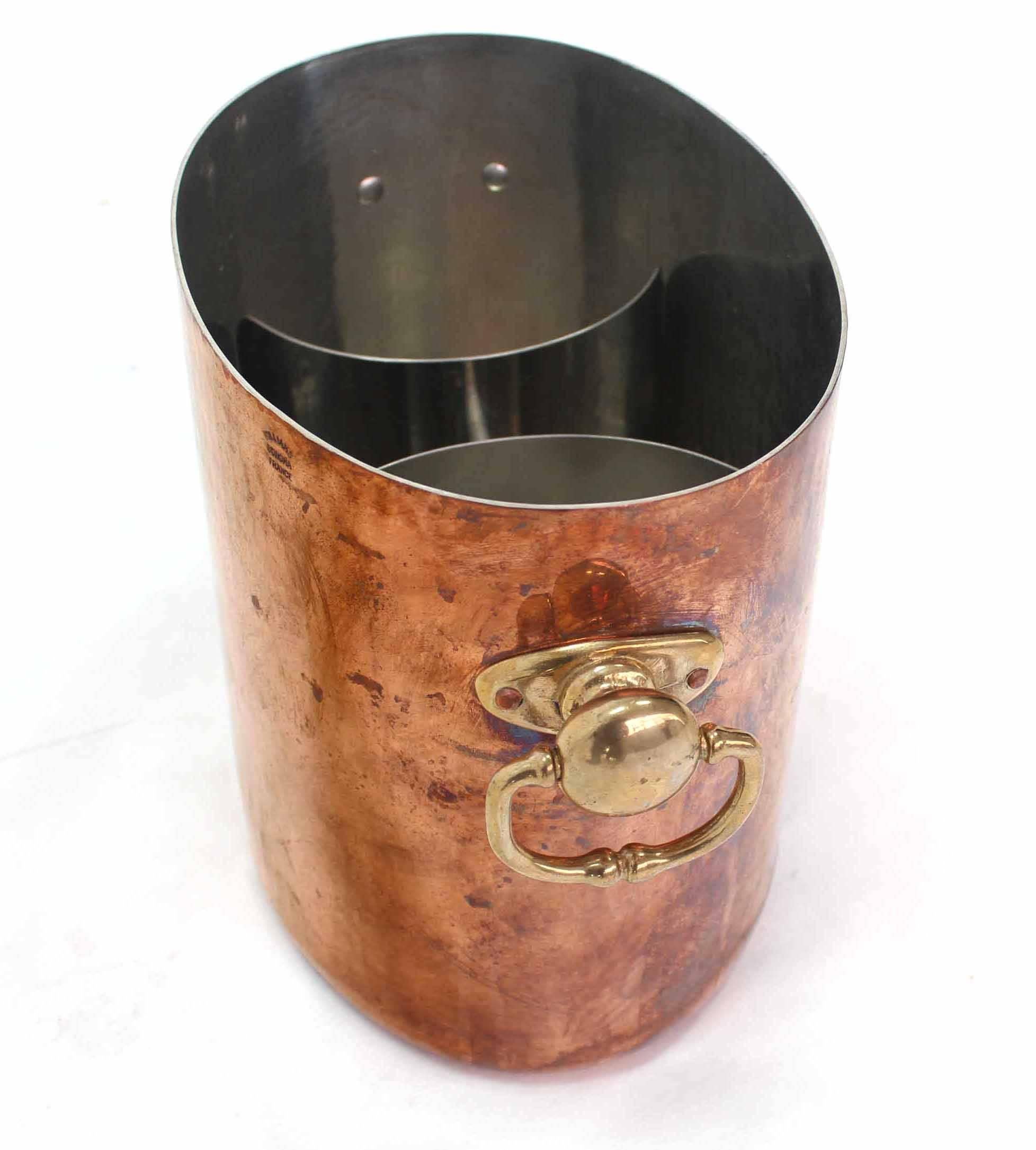 Hammered Copper Ice Bucket Wine Cooler with Brass Handels 1