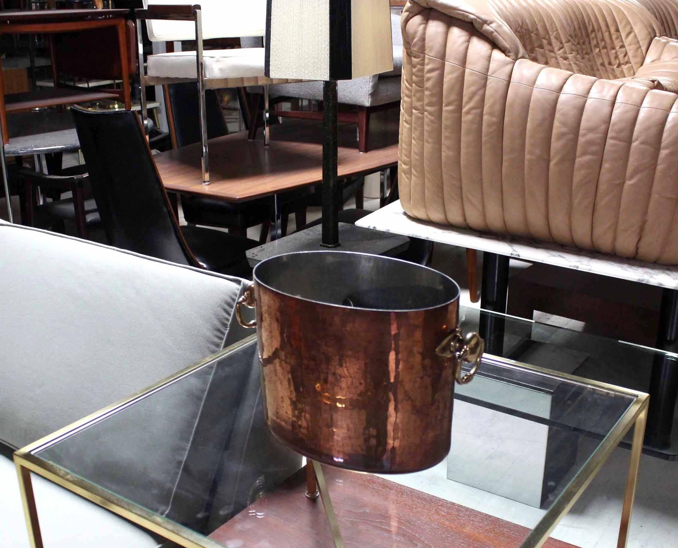 Hammered Copper Ice Bucket Wine Cooler with Brass Handels 2