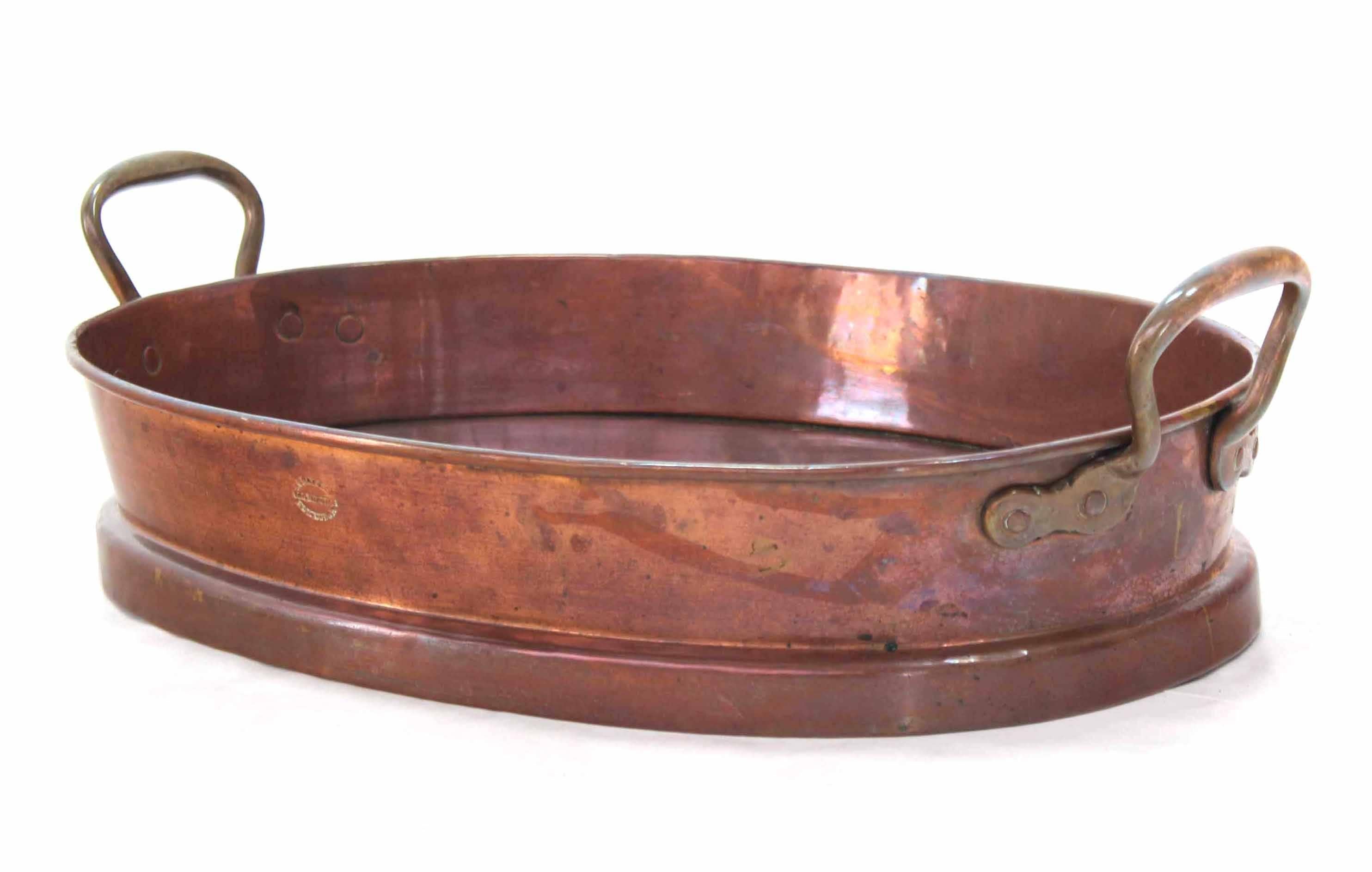 20th Century Large Oval, Hammered Copper Serving Dish or Tray