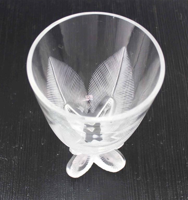 Etched Signed Lalique Glass Vase For Sale