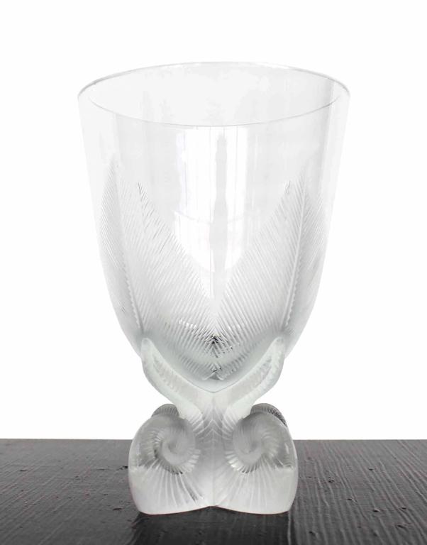 French Signed Lalique Glass Vase For Sale